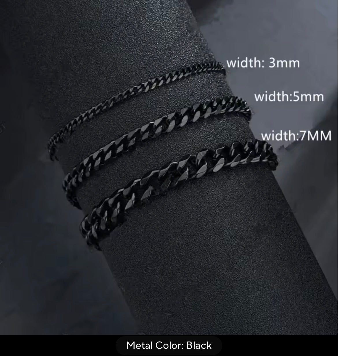Stainless Steel Cuban Chain Bracelet – Unisex, 3–7 mm