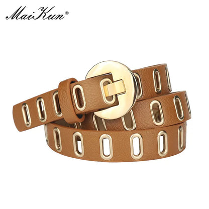 Chic Adjustable Grunge Punk Belt for Women - Fashionable PU Leather with Durable Alloy Pin Buckle