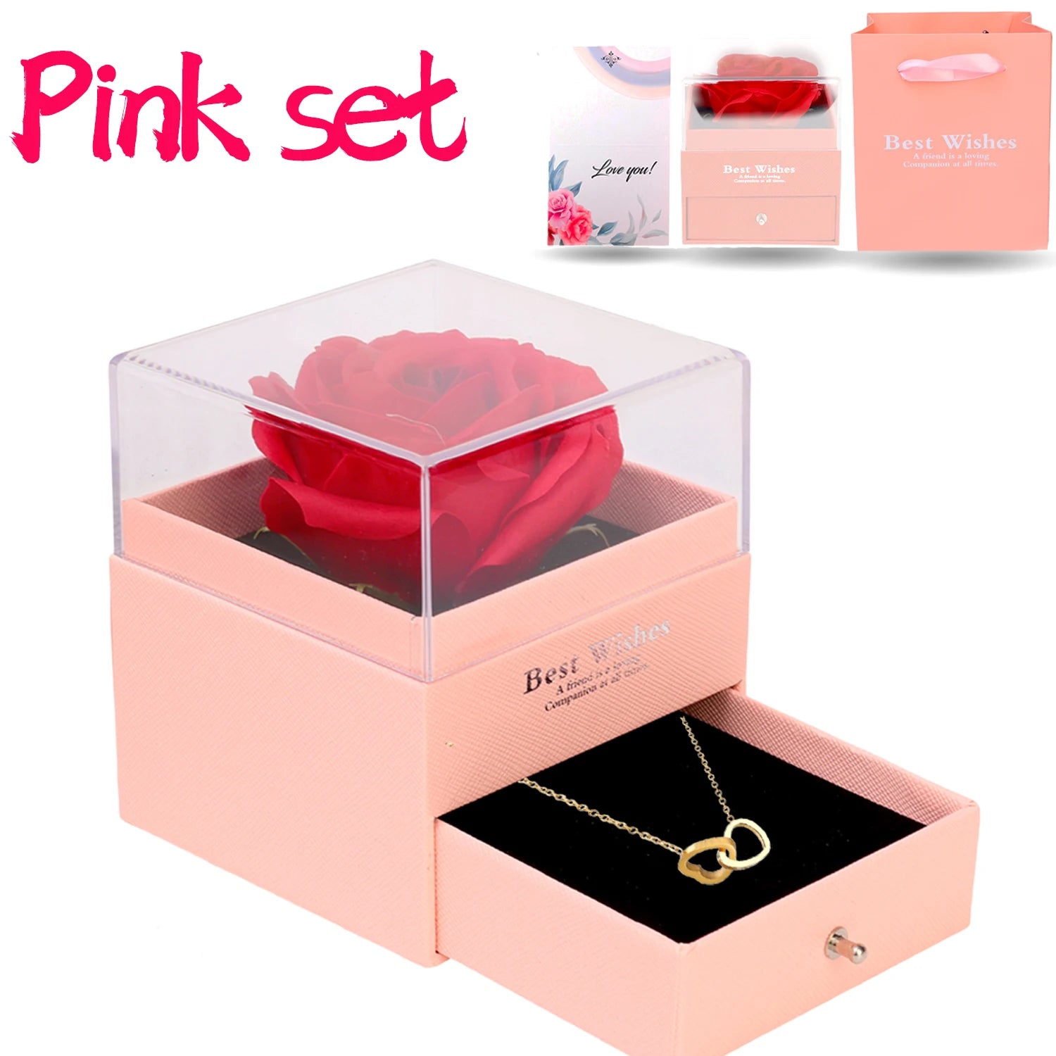 Elegant Heart Necklace Gift Set - Perfect for Wife or Girlfriend on Valentine's Day - Romantic Jewelry in a Beautiful Rose Gift Box