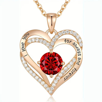 Elegant Red Zircon Pendant Necklace in Rose Flower Gift Box - Perfect I Love You Gift for Girlfriend & Trendy Wedding Jewelry 2024
