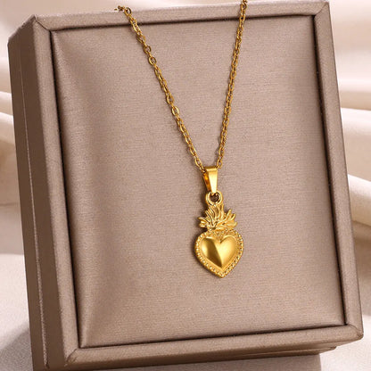 Elegant Rose Gold Heart Pendant Necklace for Women - Trendy Stainless Steel Jewelry 2022