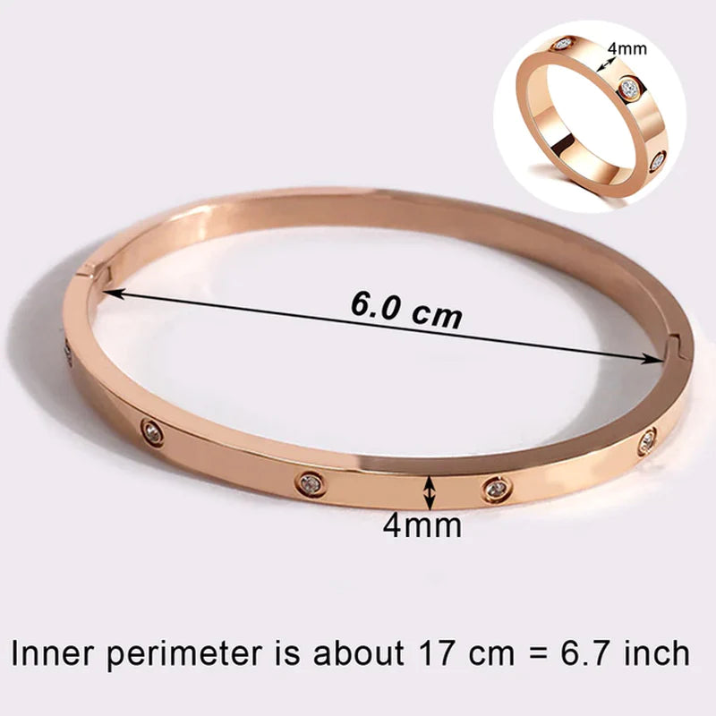 Stunning Stainless Steel Bangle & Ring Set with Crystals - The Ideal Gift for Her!