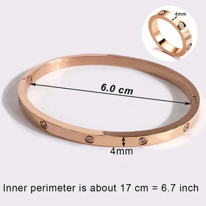 Stunning Stainless Steel Bangle & Ring Set with Crystals - The Ideal Gift for Her!