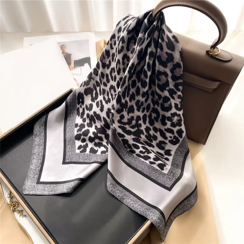 Neckerchief Female Luxury Square Scarf for Women Silk Feeling Shawl Satin Hijab Fashion Wraps Hair Bands Ribbon Headband Bandann