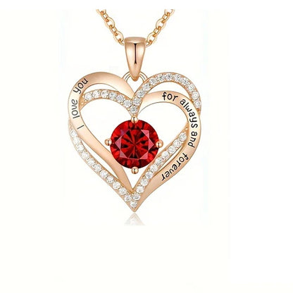 Elegant Red Zircon Pendant Necklace in Rose Flower Gift Box - Perfect I Love You Gift for Girlfriend & Trendy Wedding Jewelry 2024