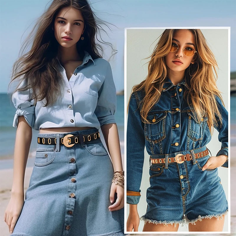 Chic Adjustable Grunge Punk Belt for Women - Fashionable PU Leather with Durable Alloy Pin Buckle