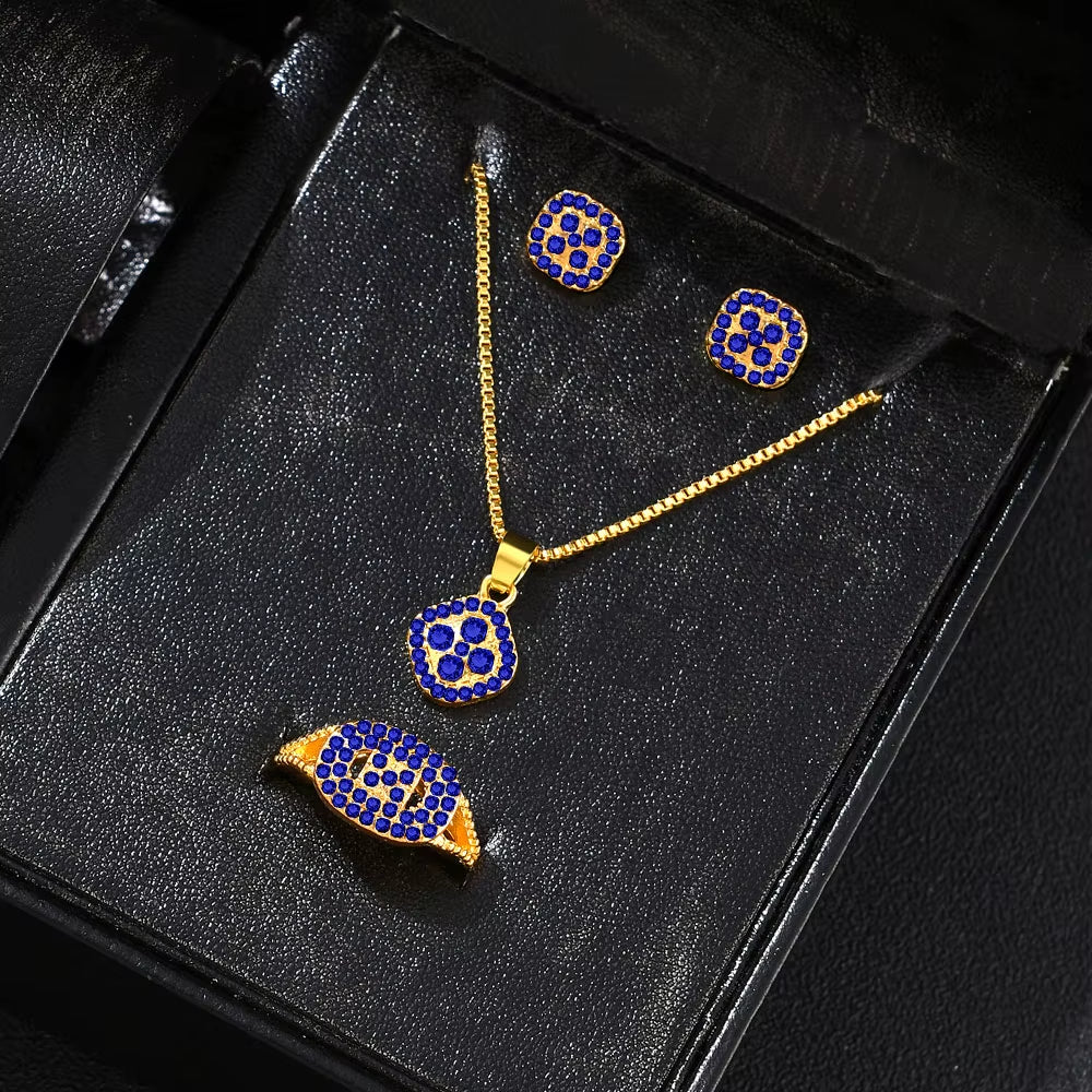 1PC Luxury Cube Jewelry Set, Women'S Elegant Necklace, Earrings & Ring Set, Perfect Gift for Valentine'S Day, Christmas Gift, Bi