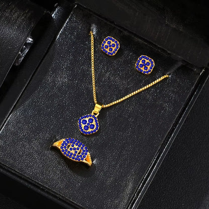 1PC Luxury Cube Jewelry Set, Women'S Elegant Necklace, Earrings & Ring Set, Perfect Gift for Valentine'S Day, Christmas Gift, Bi