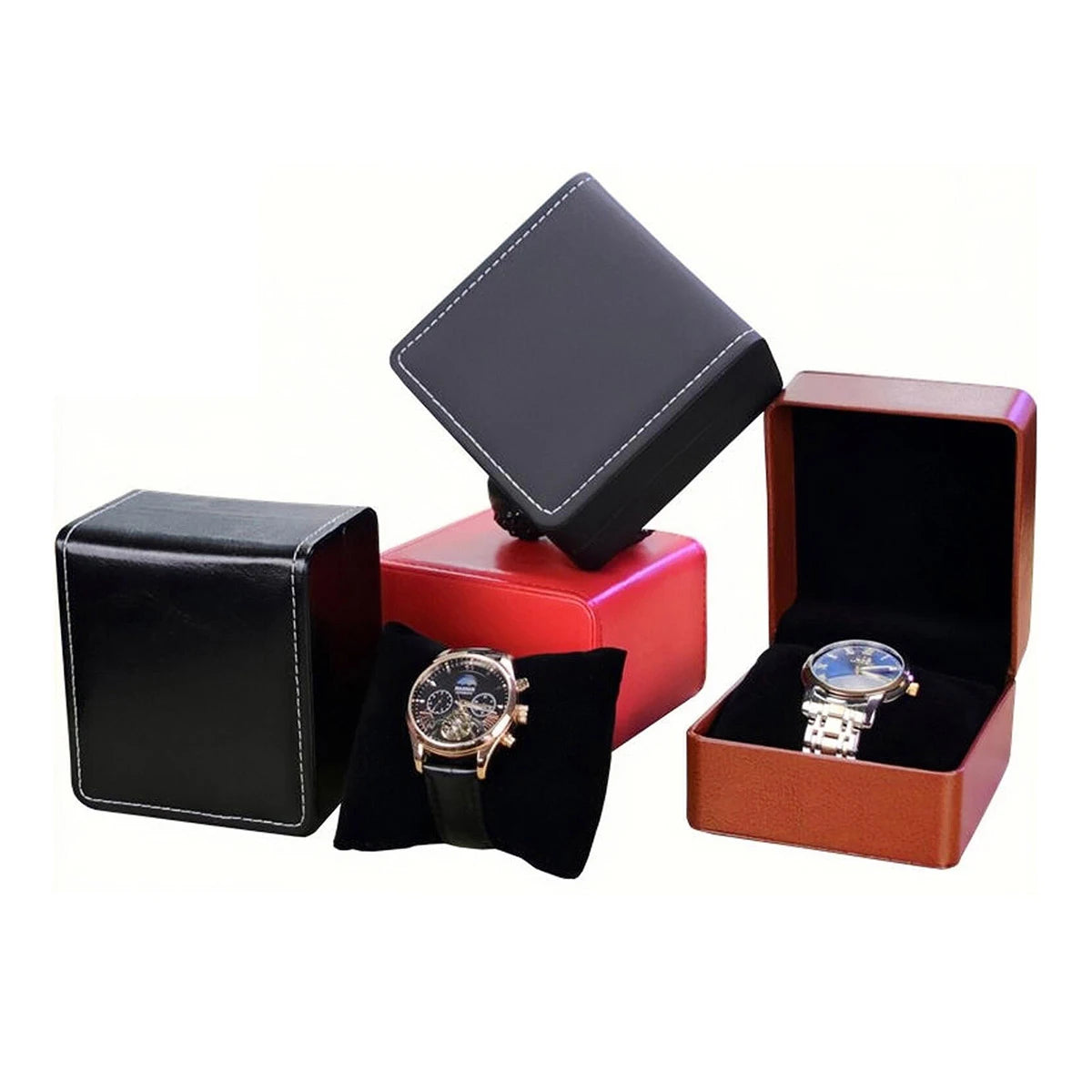 Elevate Your Watch Collection with Our Luxurious Single Groove PU Leather Watch Gift Box - Perfect for Any Occasion!