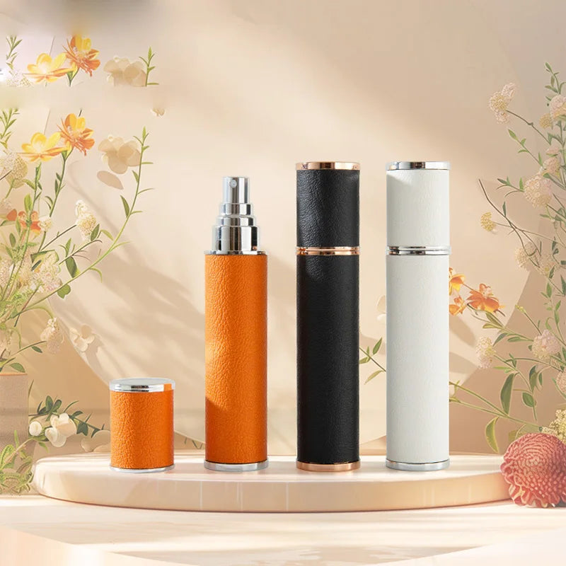 Portable Travel Perfume Bottle Set - 10ml Refillable Faux Leather Atomizer, Leak-Proof Design