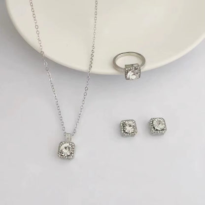 1PC Luxury Cube Jewelry Set, Women'S Elegant Necklace, Earrings & Ring Set, Perfect Gift for Valentine'S Day, Christmas Gift, Bi