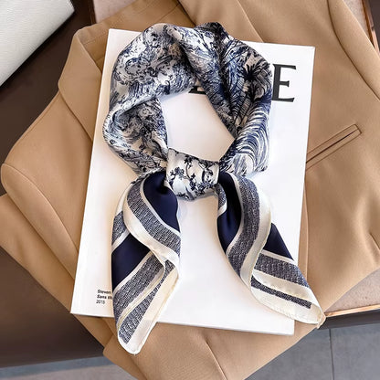 Neckerchief Female Luxury Square Scarf for Women Silk Feeling Shawl Satin Hijab Fashion Wraps Hair Bands Ribbon Headband Bandann