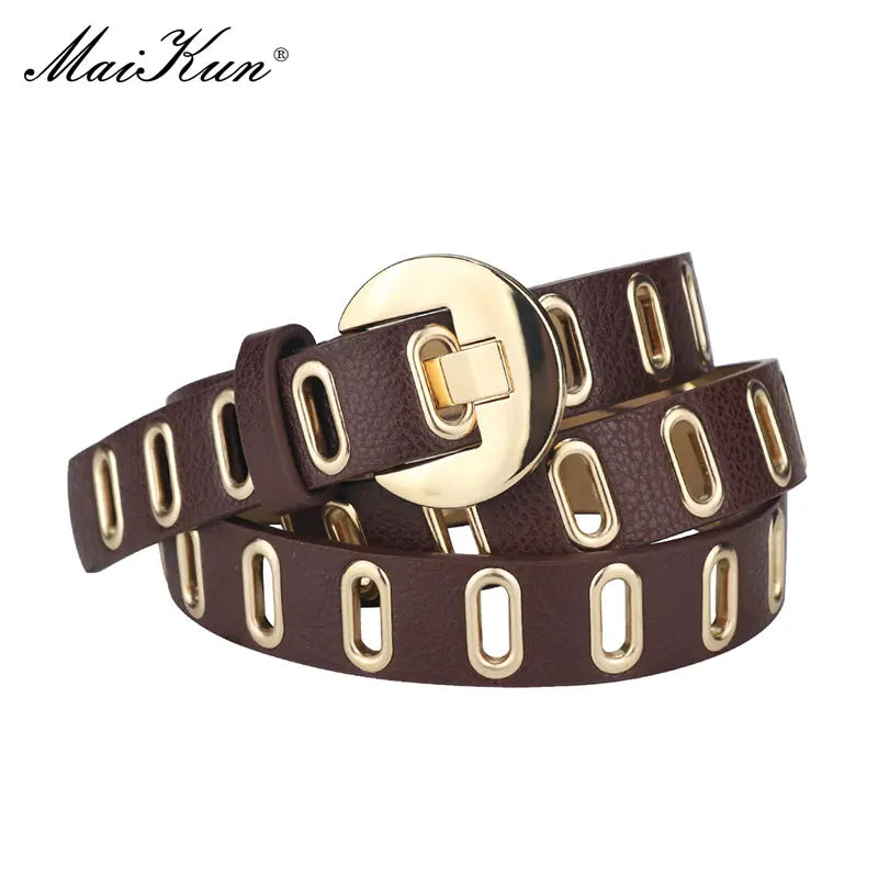 Chic Adjustable Grunge Punk Belt for Women - Fashionable PU Leather with Durable Alloy Pin Buckle