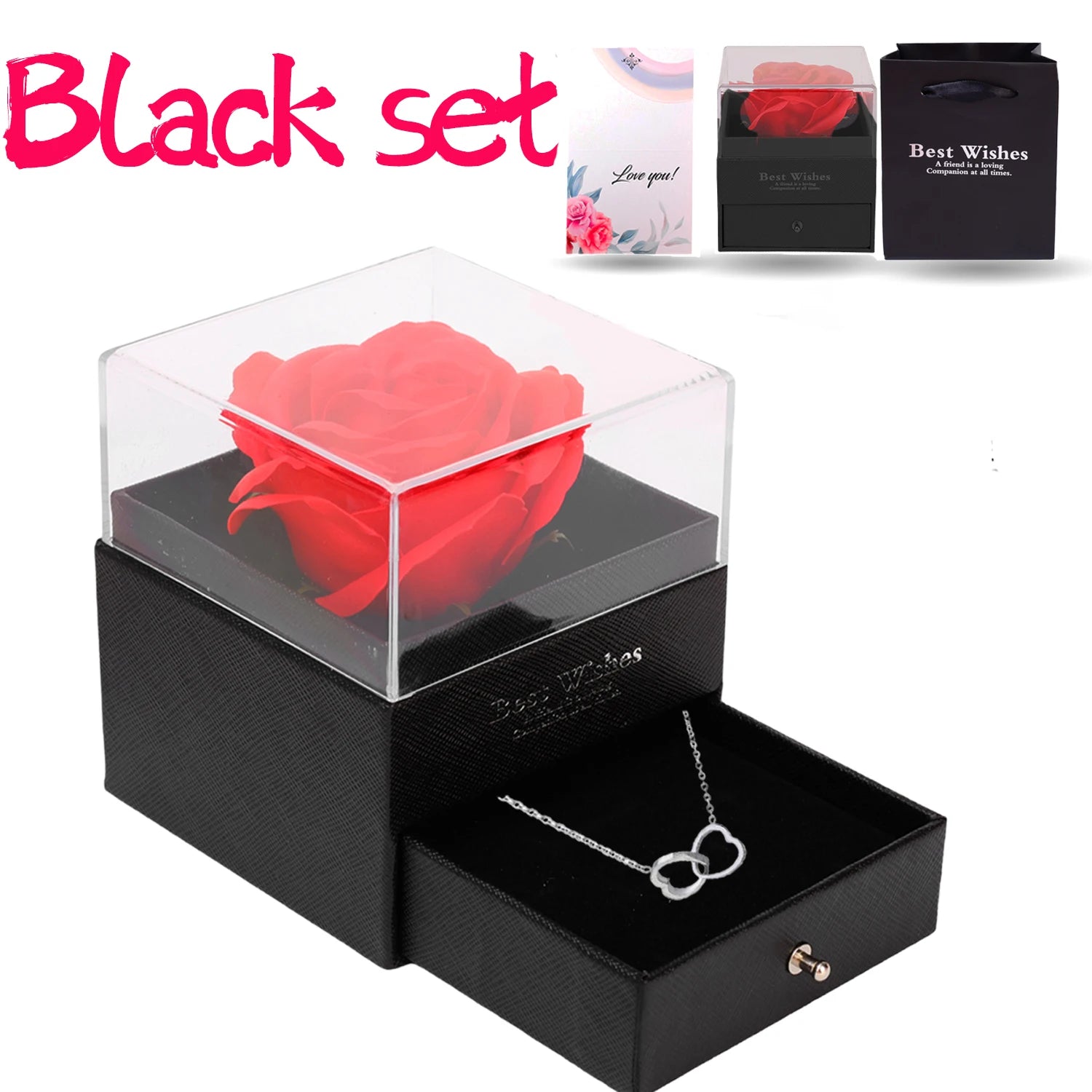 Elegant Heart Necklace Gift Set - Perfect for Wife or Girlfriend on Valentine's Day - Romantic Jewelry in a Beautiful Rose Gift Box