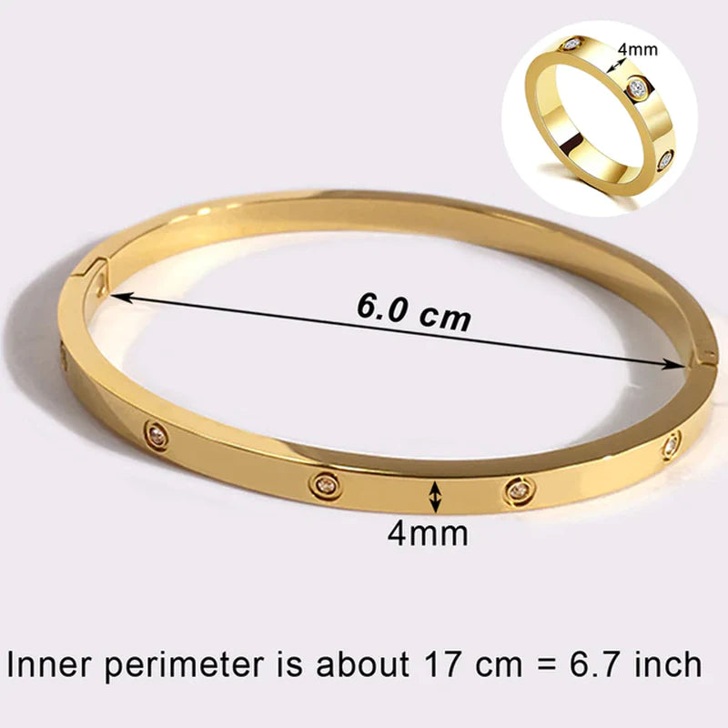 Stunning Stainless Steel Bangle & Ring Set with Crystals - The Ideal Gift for Her!