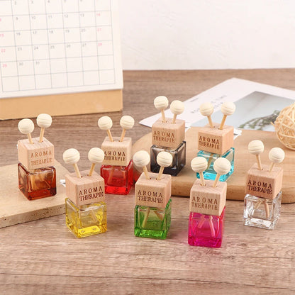 Stylish Car Air Freshener Pendant - Aromatherapy Glass Diffuser Bottle for a Refreshing Drive