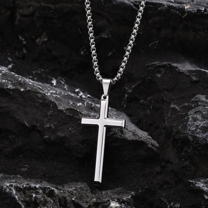 Elevate Your Style with a Timeless Men's Stainless Steel Cross Pendant Necklace