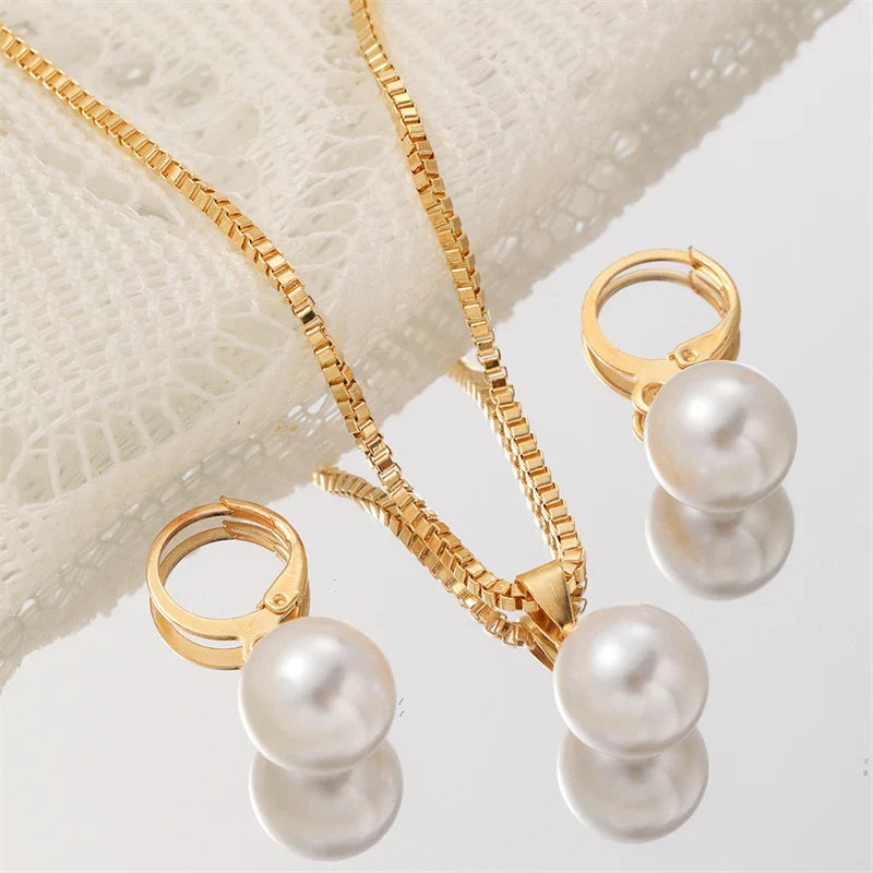 Elevate Your Style with Our Vintage Gold Imitation Pearl Jewelry Set - Perfect for Weddings and Parties!
