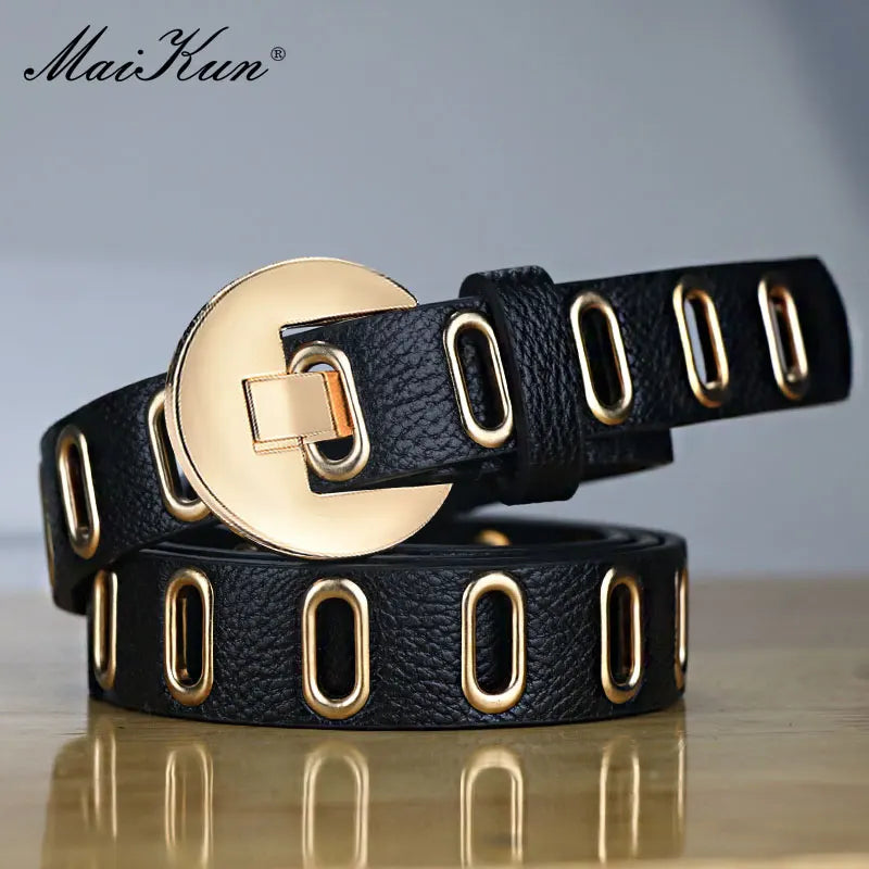 Chic Adjustable Grunge Punk Belt for Women - Fashionable PU Leather with Durable Alloy Pin Buckle