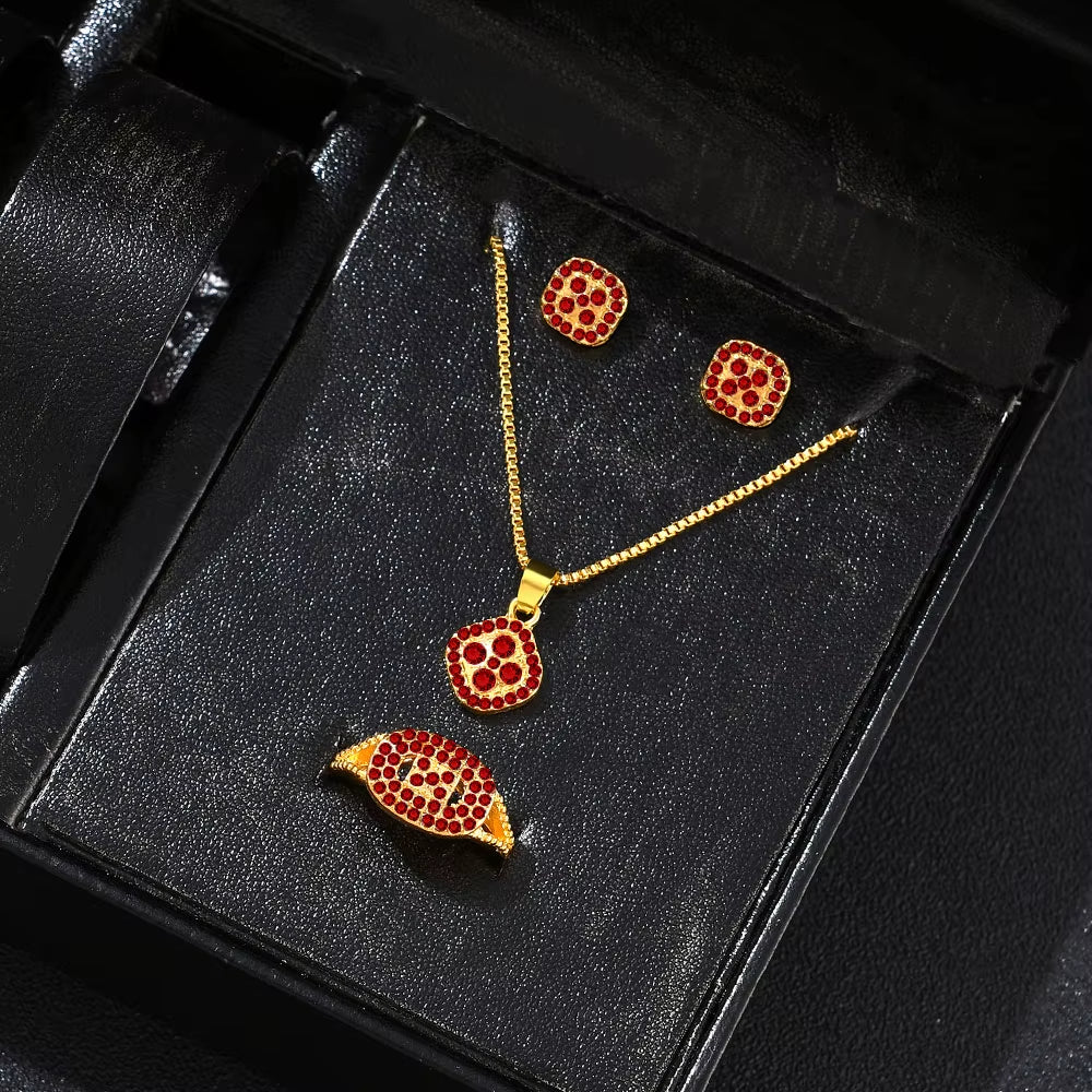 1PC Luxury Cube Jewelry Set, Women'S Elegant Necklace, Earrings & Ring Set, Perfect Gift for Valentine'S Day, Christmas Gift, Bi