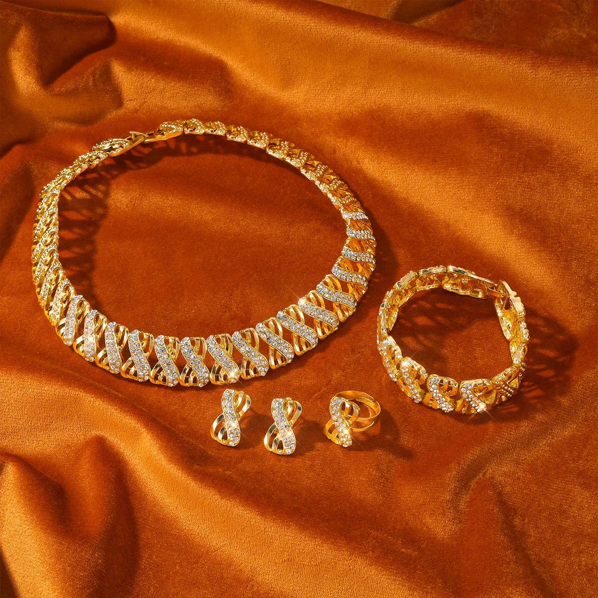 Exquisite 18K Gold Plated African Choker Necklace & Earrings Set - Ideal Bridal Jewelry for the Elegant Woman