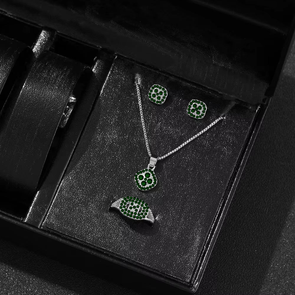 1PC Luxury Cube Jewelry Set, Women'S Elegant Necklace, Earrings & Ring Set, Perfect Gift for Valentine'S Day, Christmas Gift, Bi