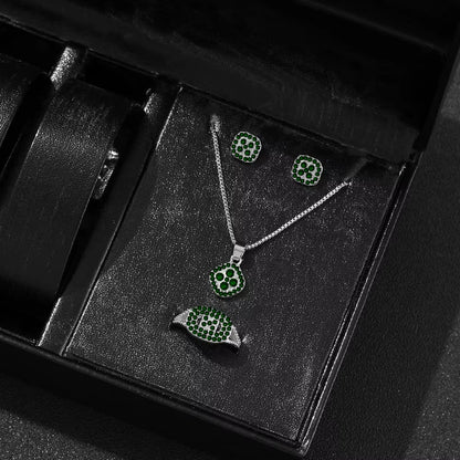 1PC Luxury Cube Jewelry Set, Women'S Elegant Necklace, Earrings & Ring Set, Perfect Gift for Valentine'S Day, Christmas Gift, Bi