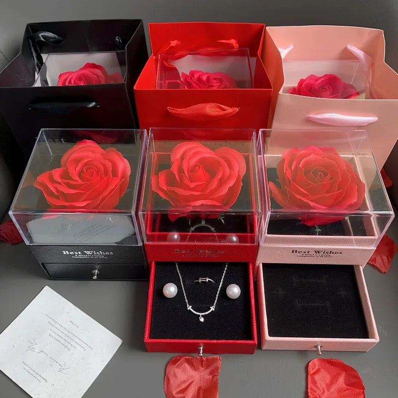 Elegant Heart Necklace Gift Set - Perfect for Wife or Girlfriend on Valentine's Day - Romantic Jewelry in a Beautiful Rose Gift Box
