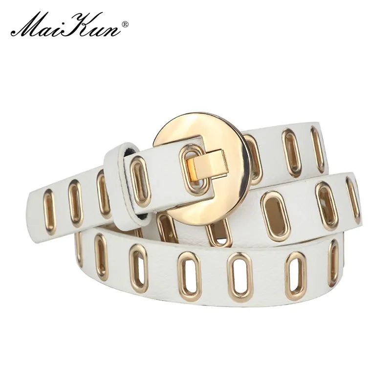 Chic Adjustable Grunge Punk Belt for Women - Fashionable PU Leather with Durable Alloy Pin Buckle