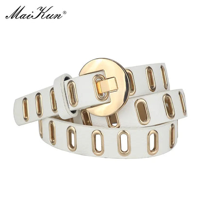 Chic Adjustable Grunge Punk Belt for Women - Fashionable PU Leather with Durable Alloy Pin Buckle