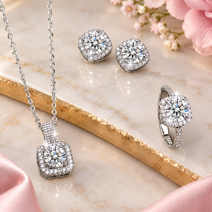 Silver-Tone Necklace & Earrings Jewellery Set