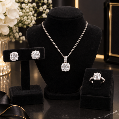 Silver-Tone Necklace & Earrings Jewellery Set