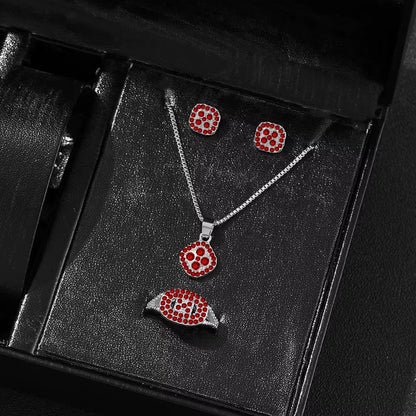 1PC Luxury Cube Jewelry Set, Women'S Elegant Necklace, Earrings & Ring Set, Perfect Gift for Valentine'S Day, Christmas Gift, Bi