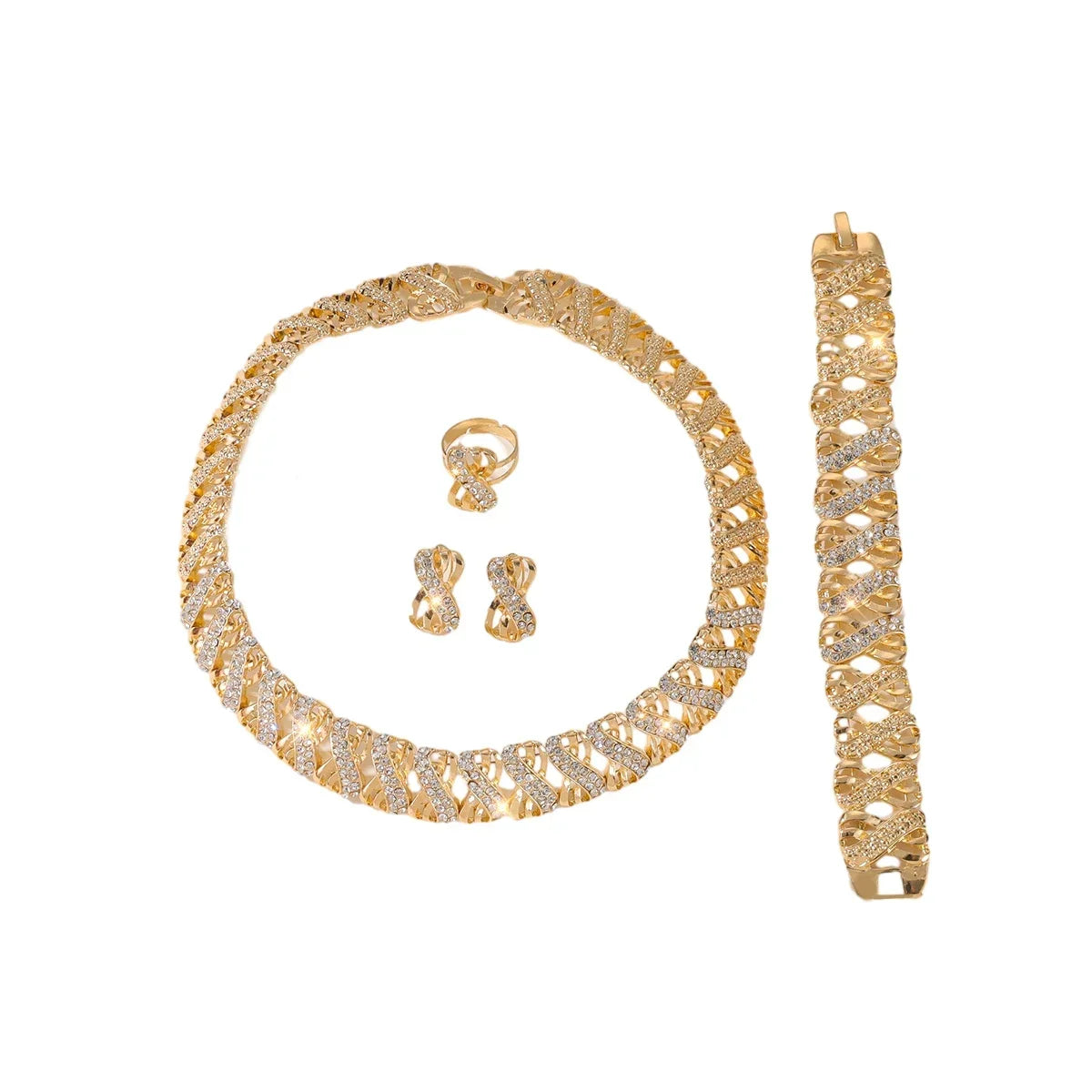 Exquisite 18K Gold Plated African Choker Necklace & Earrings Set - Ideal Bridal Jewelry for the Elegant Woman
