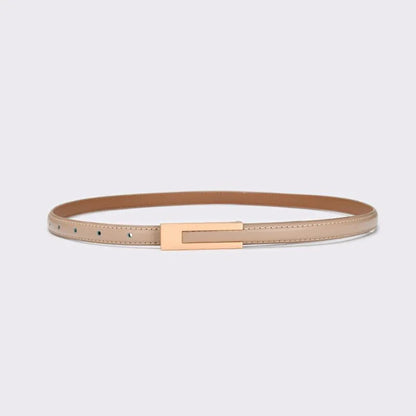Women Korean Fashionable PU Leather Thin Waist Strap Metal Accessories Basic Belt Women Casual Porous Adjustable Fashion Belts