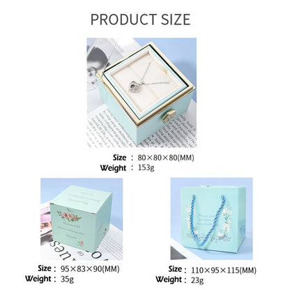 100 Languages I Love You Projection Necklace with Rotating Rose Gift Box 2023 New Creativity Design Romantic Luxury Jewelry Set