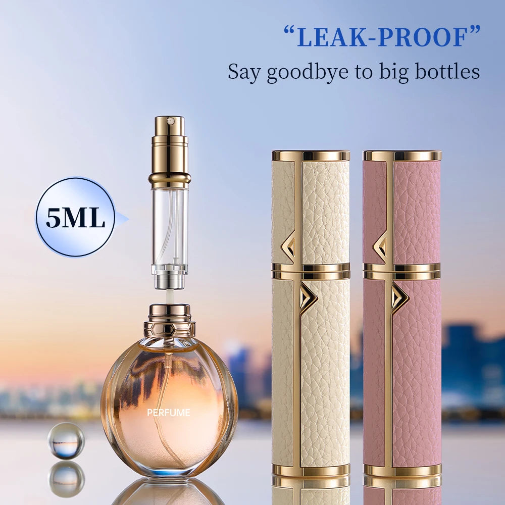 Travel-Friendly 5ml PU Leather Mini Perfume Atomizer - Refillable & Customizable with Tight Sealing Design