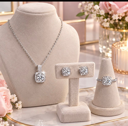 Silver-Tone Necklace & Earrings Jewellery Set