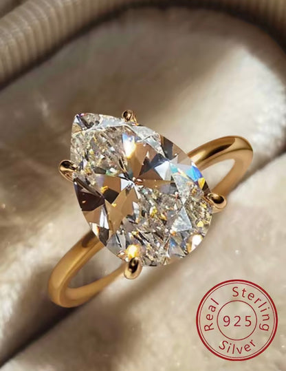 4 ct Pear-Shaped Zircon Ring – Size 8