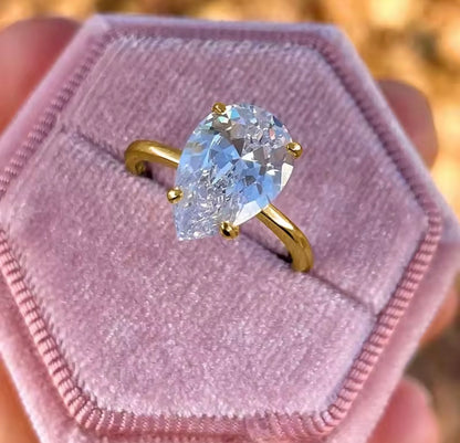 4 ct Pear-Shaped Zircon Ring – Size 8
