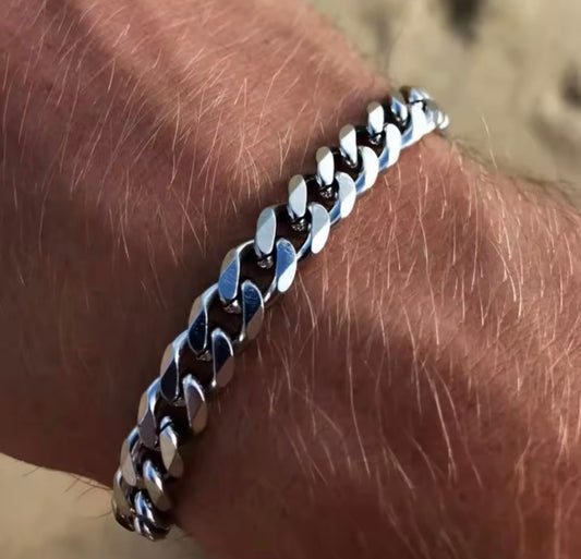 Stainless Steel Cuban Chain Bracelet – Unisex, 3–7 mm