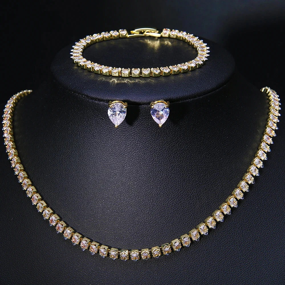 Elegant ZAKOL AAA Clear Cubic Zirconia Bridal Necklace and Earrings Set – Ideal for Weddings and Special Occasions!