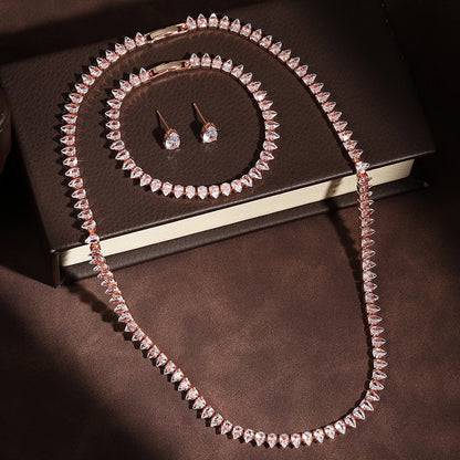 Elegant ZAKOL AAA Clear Cubic Zirconia Bridal Necklace and Earrings Set – Ideal for Weddings and Special Occasions!