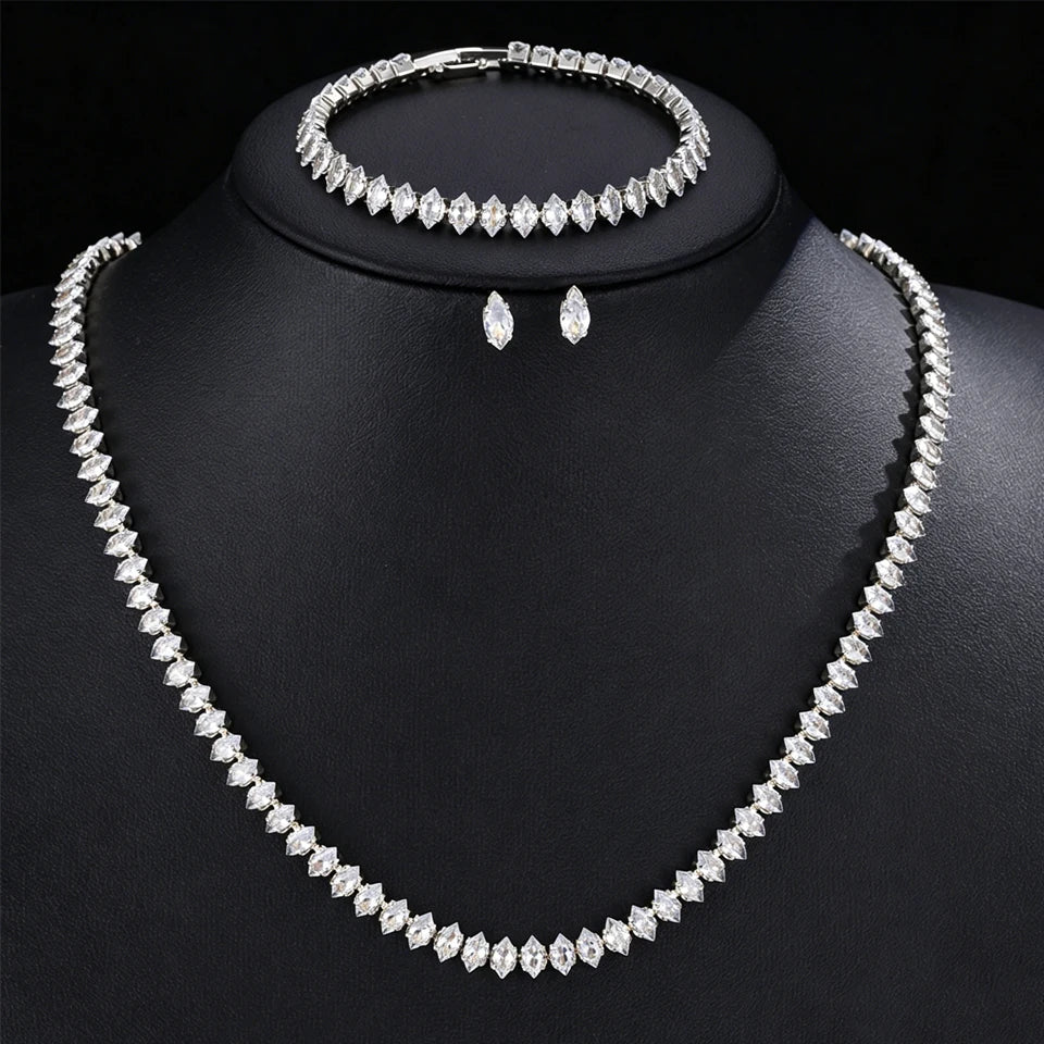 Elegant ZAKOL AAA Clear Cubic Zirconia Bridal Necklace and Earrings Set – Ideal for Weddings and Special Occasions!