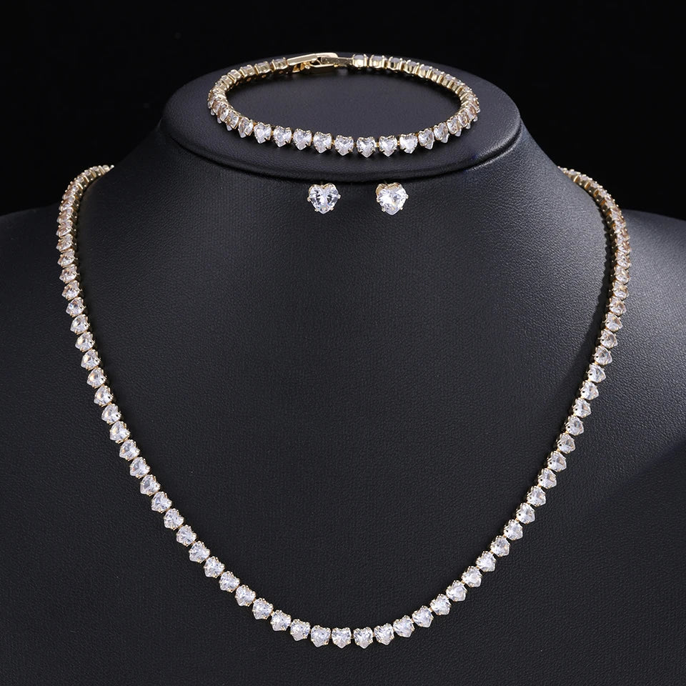 Elegant ZAKOL AAA Clear Cubic Zirconia Bridal Necklace and Earrings Set – Ideal for Weddings and Special Occasions!