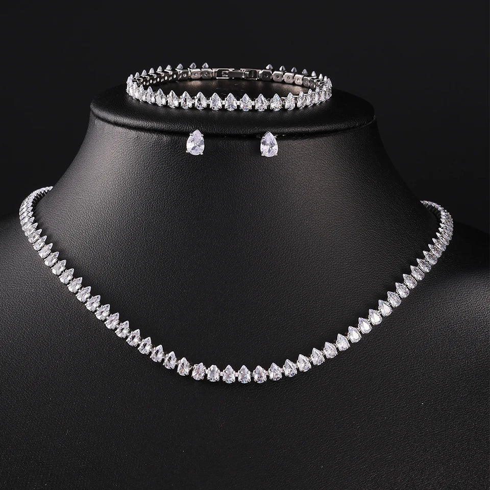 Elegant ZAKOL AAA Clear Cubic Zirconia Bridal Necklace and Earrings Set – Ideal for Weddings and Special Occasions!