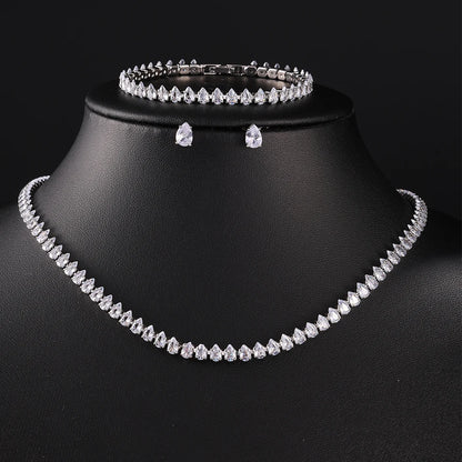 Elegant ZAKOL AAA Clear Cubic Zirconia Bridal Necklace and Earrings Set – Ideal for Weddings and Special Occasions!