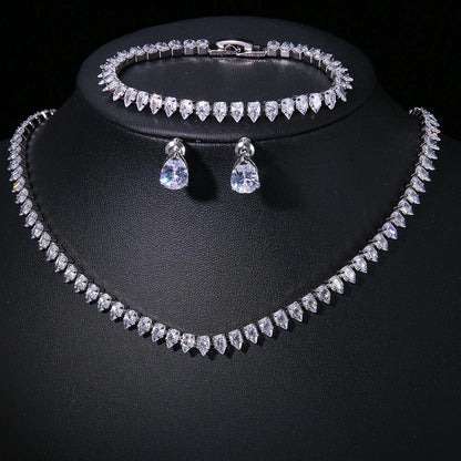 Elegant ZAKOL AAA Clear Cubic Zirconia Bridal Necklace and Earrings Set – Ideal for Weddings and Special Occasions!