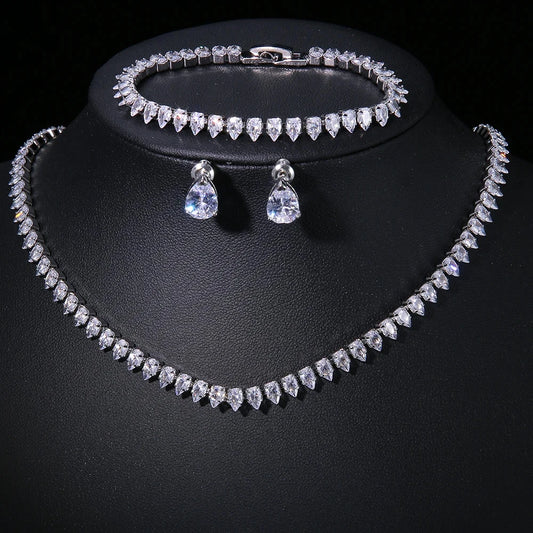 Elegant ZAKOL AAA Clear Cubic Zirconia Bridal Necklace and Earrings Set – Ideal for Weddings and Special Occasions!