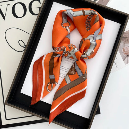 Elegant 70x70cm Luxury Satin Scarf for Women - Versatile Neckerchief, Hair Band, and Bag Ribbon Shawl